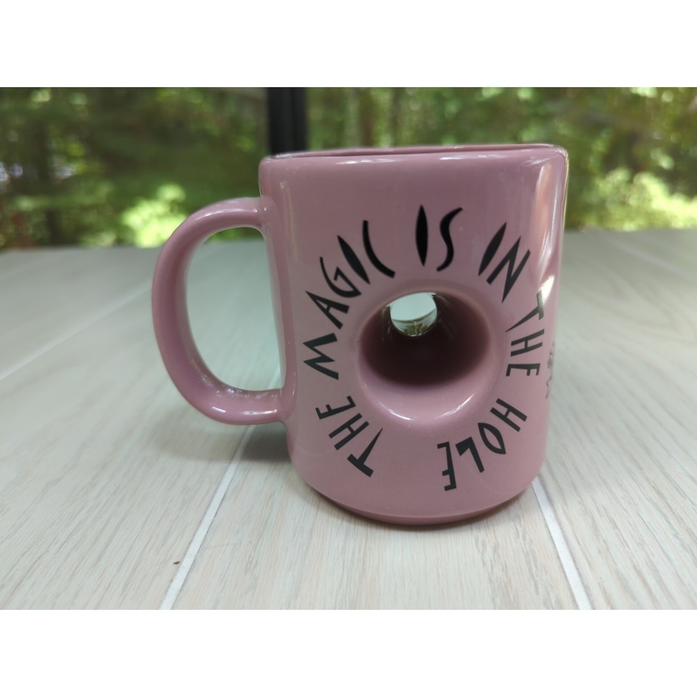 Voodoo Donuts pink coffee mug cup 2 sided The Magic is in the hole USA made